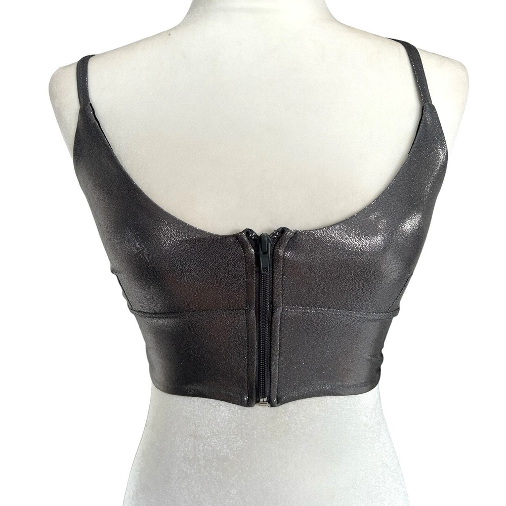 Revolve Haute Body‎ Sports Bra XS Crop Top Metallic Zip up Athleisure Party NWT